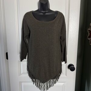 INC International Concepts Olive Fringe Sweater